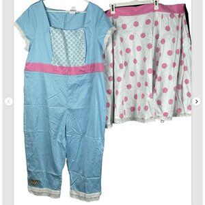 Disney Parks Dress Shop Little Bo Peep 2 Piece 2x Jumpsuit 3x Skirt Pink Blue
